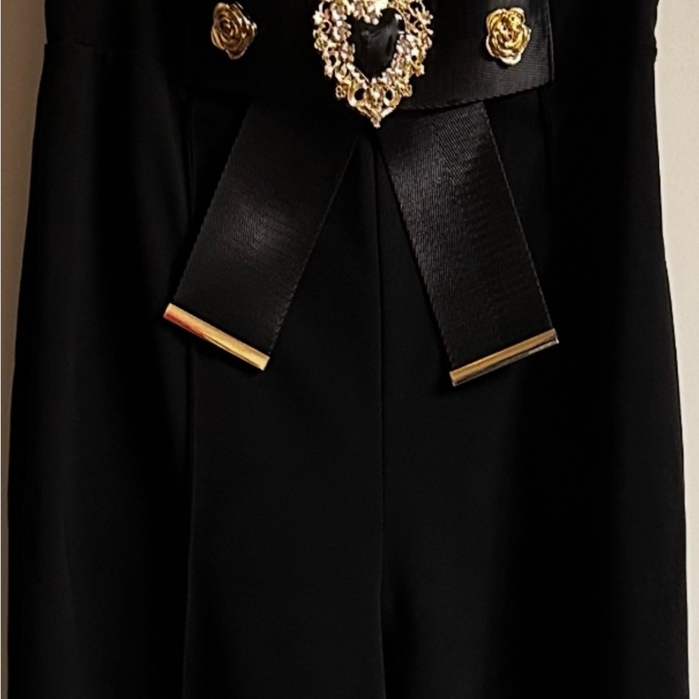Elegant Black Pants with Gold Embellishments